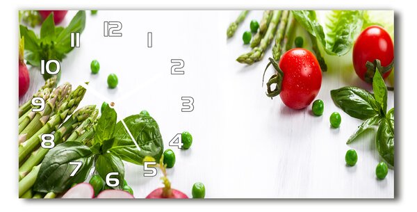 Ceas de perete orizontal din sticlă Legume proaspete