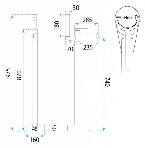 Baterie de podea Rea Foster Brush Nickel