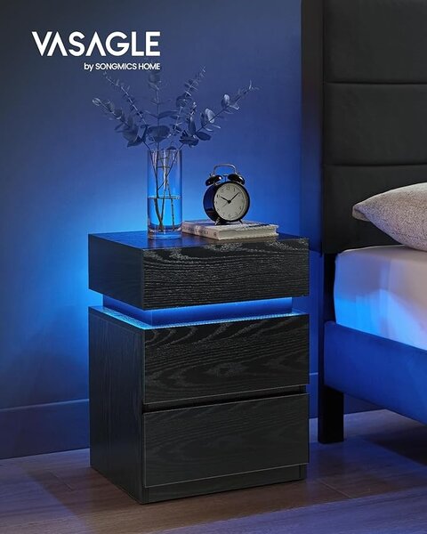 Noptiera cu LED Vasagle Negru 40x35x55 cm