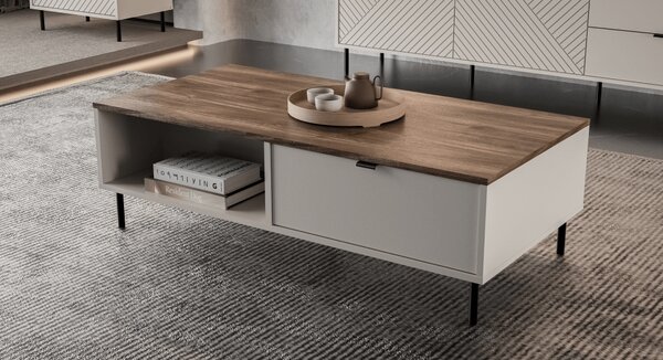 KONDELA Măsuţă de cafea, caşmir/stejar castello, EYCO 2S/110