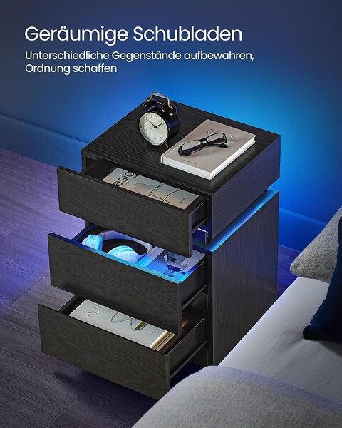 Noptiera cu LED Vasagle Negru 40x35x55 cm
