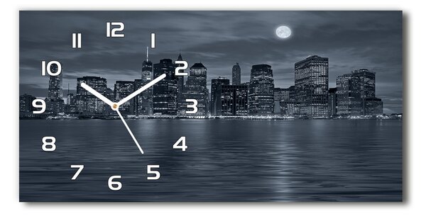 Ceas de perete orizontal din sticlă New York, pe timp de noapte