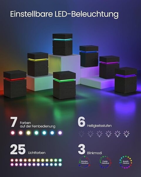Noptiera cu LED Vasagle Negru 40x35x55 cm