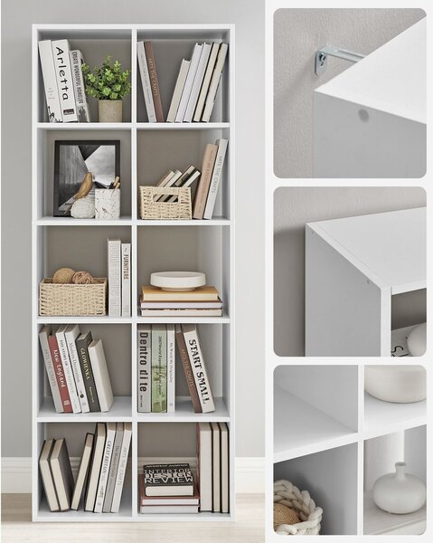 Biblioteca Vasagle Alb 65.5x30x161.5 cm