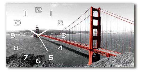 Ceas de perete orizontal din sticlă Podul din San Francisco