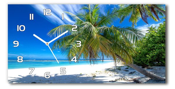 Ceas de perete modern din sticla plaja tropicala