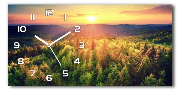 Ceas de perete modern din sticla apus de soare Forest