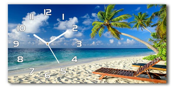 Ceas de perete modern din sticla plaja tropicala