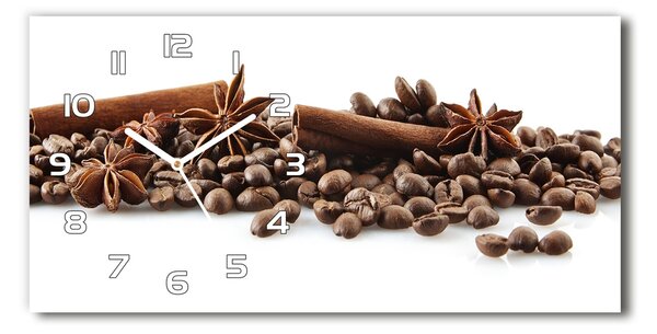 Ceas de perete modern din sticla Boabe de cafea scorțișoară