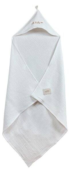 Prosop cu glugă pentru copii alb din muselină 85x85 cm Muslin – Malomi Kids