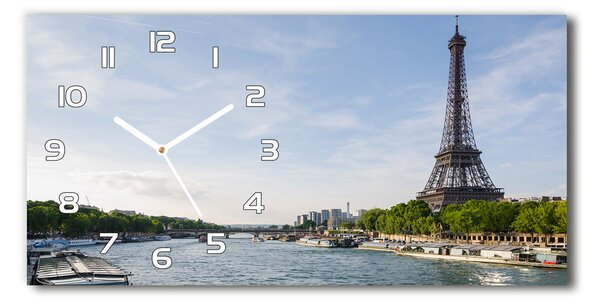 Ceas de perete orizontal din sticlă Turnul Eiffel din Paris