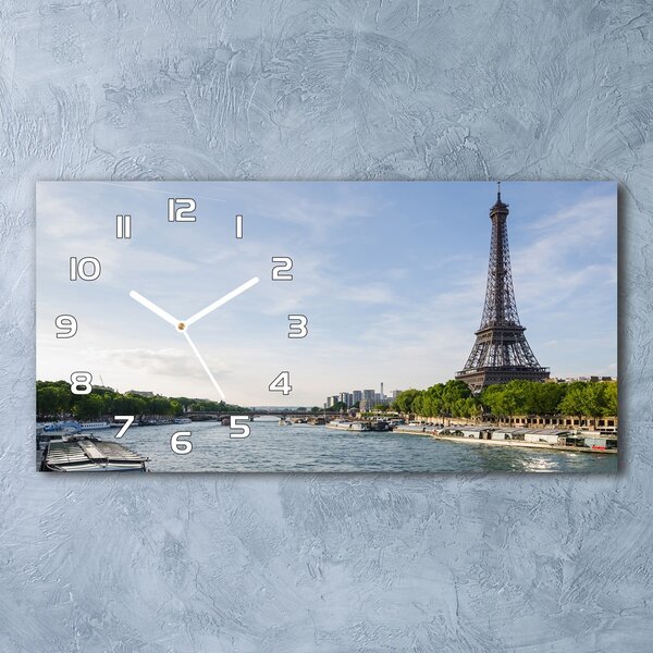 Ceas de perete orizontal din sticlă Turnul Eiffel din Paris