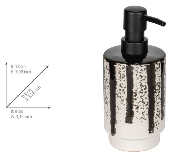 Dozator de săpun lichid alb-negru din ceramică 340 ml Subiza – Wenko