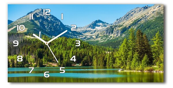 Ceas de perete modern din sticla Lacul în munți