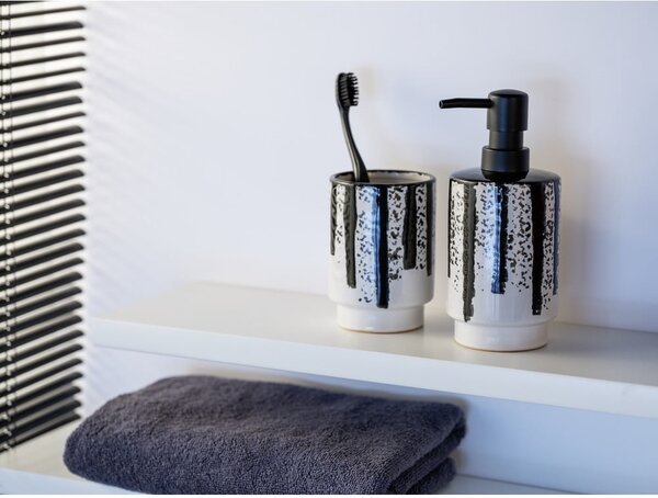 Dozator de săpun lichid alb-negru din ceramică 340 ml Subiza – Wenko
