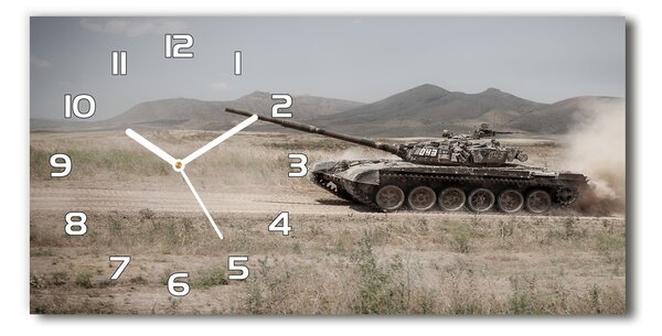 Ceas de perete orizontal din sticlă Tank în deșert