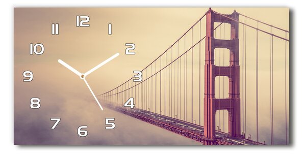 Ceas de perete orizontal din sticlă Podul din San Francisco