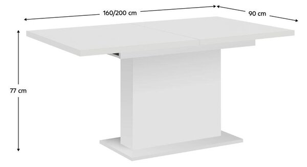 Masă de sufragerie extensibilă Bovata (alb) (pentru 6-8 persoane). 1097144