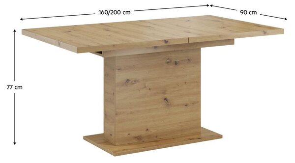 Masă de sufragerie extensibilă Bovata (stejar artisan) (pentru 6-8 persoane). 1097146