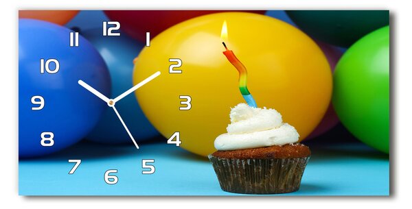 Ceas de perete orizontal din sticlă cupcake ziua de nastere