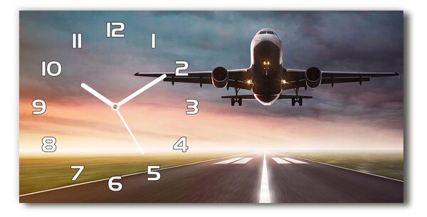 Ceas de perete modern din sticla avionul decolează