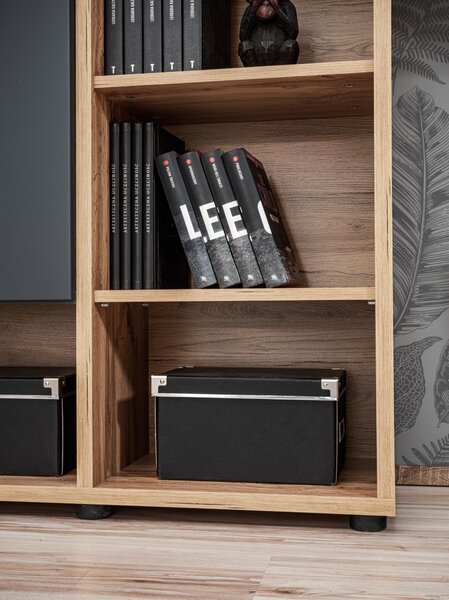 Mobilier living Siluett (antracit + stejar wotan) (cu iluminat LED). 1097583