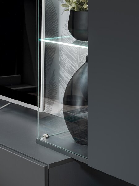 Mobilier living Siluett (antracit + stejar wotan) (cu iluminat LED). 1097583