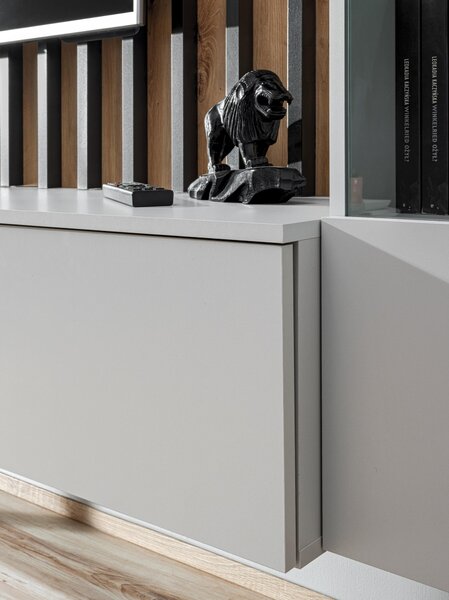 Mobilier living Vertic (stejar artisan + perla gray) (cu iluminat LED). 1097586