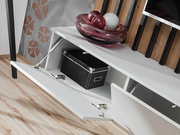 Mobilier living Vertic (stejar artisan + perla gray) (cu iluminat LED). 1097586