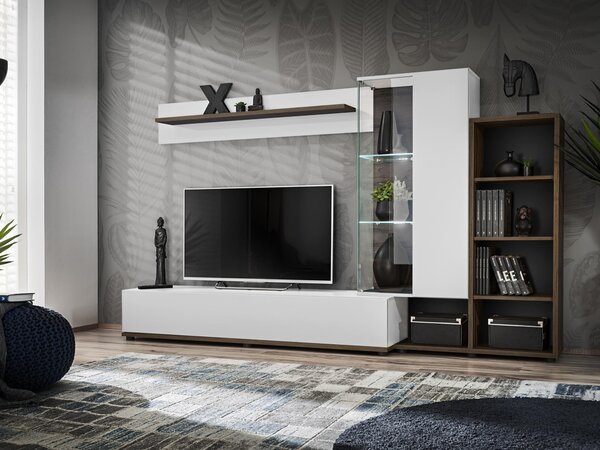 Mobilier living Siluett (alb + alb) (cu iluminat LED). 1097584