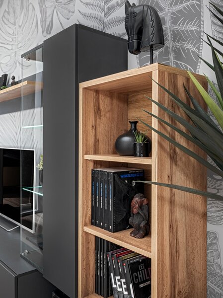 Mobilier living Siluett (antracit + stejar wotan) (cu iluminat LED). 1097583