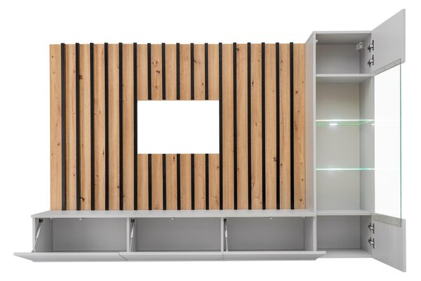 Mobilier living Vertic (stejar artisan + perla gray) (cu iluminat LED). 1097586