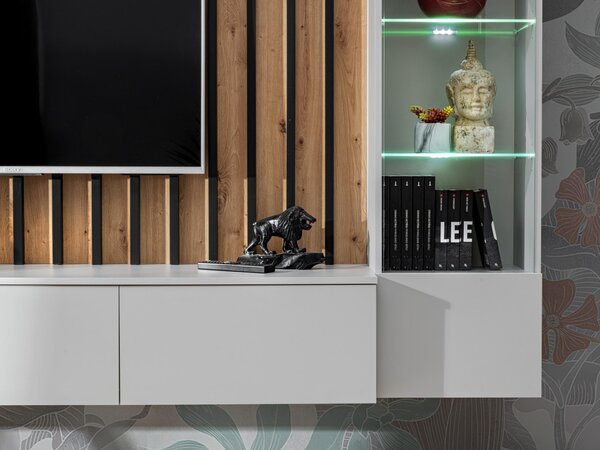 Mobilier living Vertic (stejar artisan + perla gray) (cu iluminat LED). 1097586