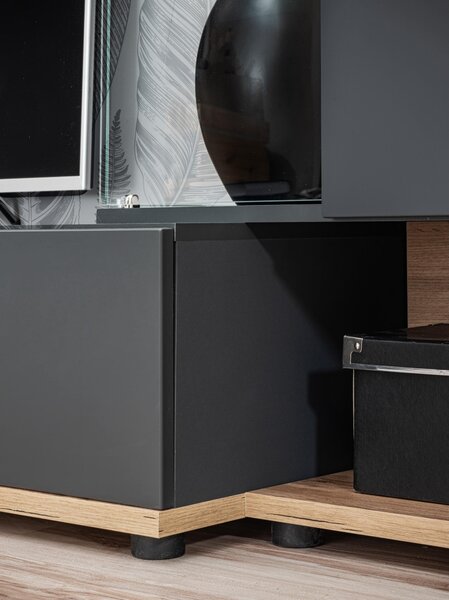 Mobilier living Siluett (antracit + stejar wotan) (cu iluminat LED). 1097583