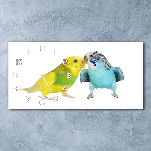 Ceas de perete orizontal din sticlă budgies
