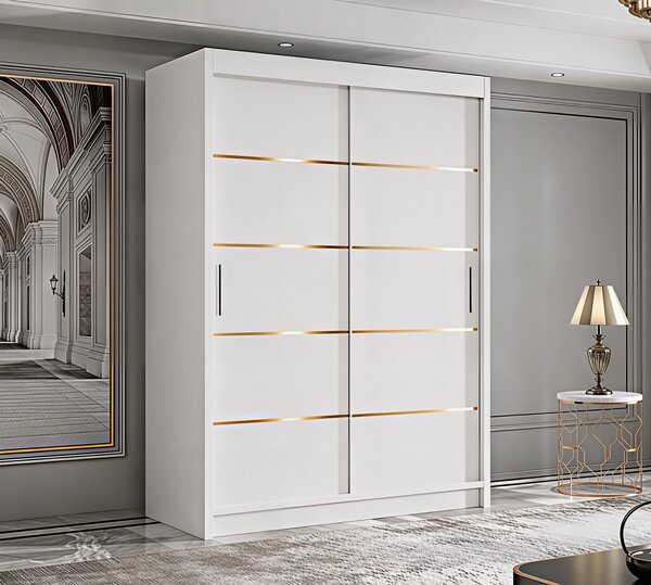 Dressing Mario-auriu, 120x60x200cm, Alb, Pal 18 mm