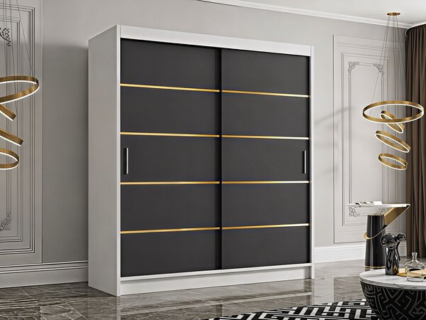 Dressing Mario-auriu, 160x60x200cm, Alb Antracit, Pal 18 mm