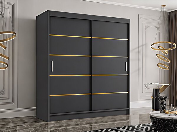 Dressing Mario-auriu, 160x60x200cm, Antracit, Pal 18 mm