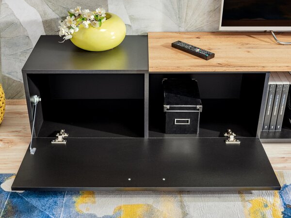 Mobilier living Mantes ZWT31 (negru mat + stejar wotan). 1097679