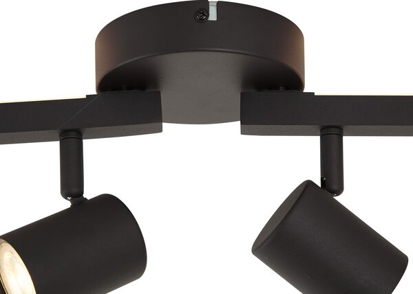 Spot de tavan modern negru cu 6 lumini GU10 de 50 mm cu iluminare de fundal și întrerupător cu 3 căi - Back Up