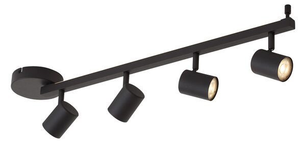 Spot de tavan modern negru cu 4 lumini GU10 50mm, inclusiv iluminare de fundal și întrerupător cu 3 căi - Back Up