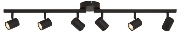 Spot de tavan modern negru cu 6 lumini GU10 de 50 mm cu iluminare de fundal și întrerupător cu 3 căi - Back Up