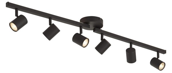 Spot de tavan modern negru cu 6 lumini GU10 de 50 mm cu iluminare de fundal și întrerupător cu 3 căi - Back Up