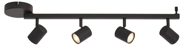 Spot de tavan modern negru cu 4 lumini GU10 50mm, inclusiv iluminare de fundal și întrerupător cu 3 căi - Back Up