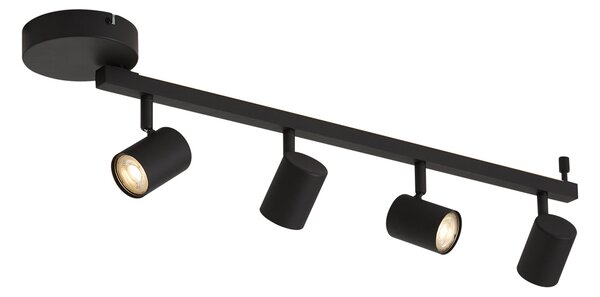 Spot de tavan modern negru cu 4 lumini GU10 50mm, inclusiv iluminare de fundal și întrerupător cu 3 căi - Back Up