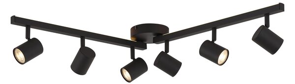 Spot de tavan modern negru cu 6 lumini GU10 de 50 mm cu iluminare de fundal și întrerupător cu 3 căi - Back Up