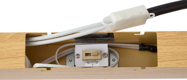 Plafonieră modernă din lemn ocru, cu LED integrat, reglabilă în 3 trepte 2700-4000K cu comutator DIP - Keane