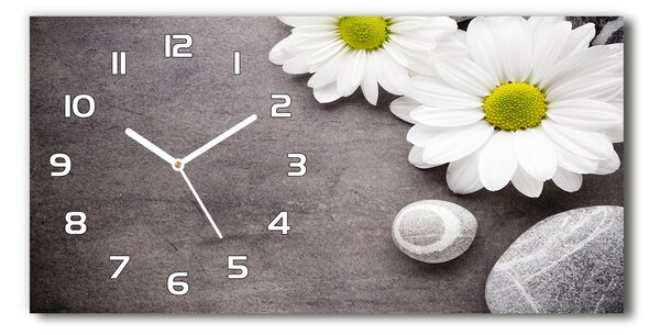 Ceas de perete orizontal din sticlă gerbera