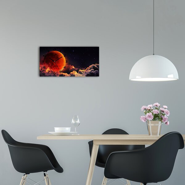 Ceas de perete modern din sticla eclipsa de Luna