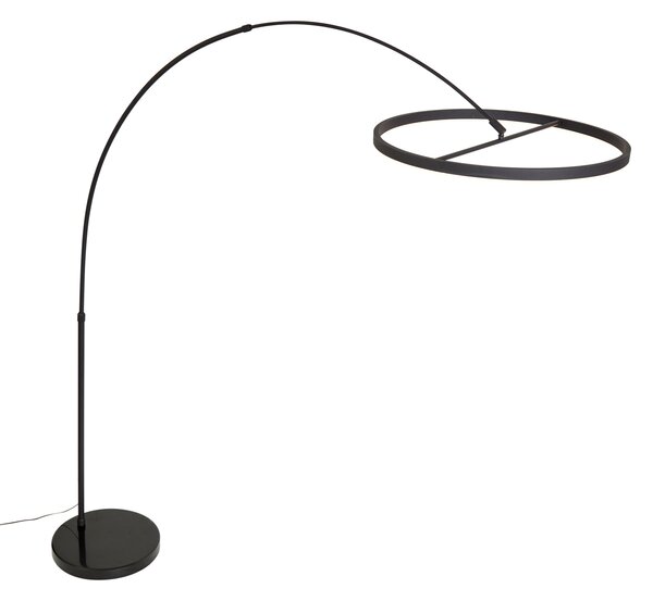 Lampă de podea arcuită de design neagră, cu LED, cu dimmer în 3 trepte - Anello